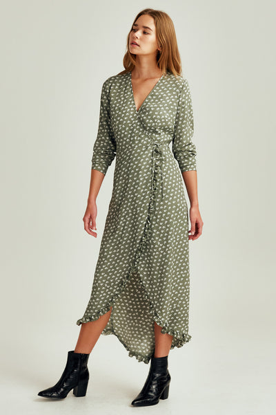THE FIFTH | KALEIDOSCOPE WRAP DRESS sage w ivory floral – THE FIFTH LABEL